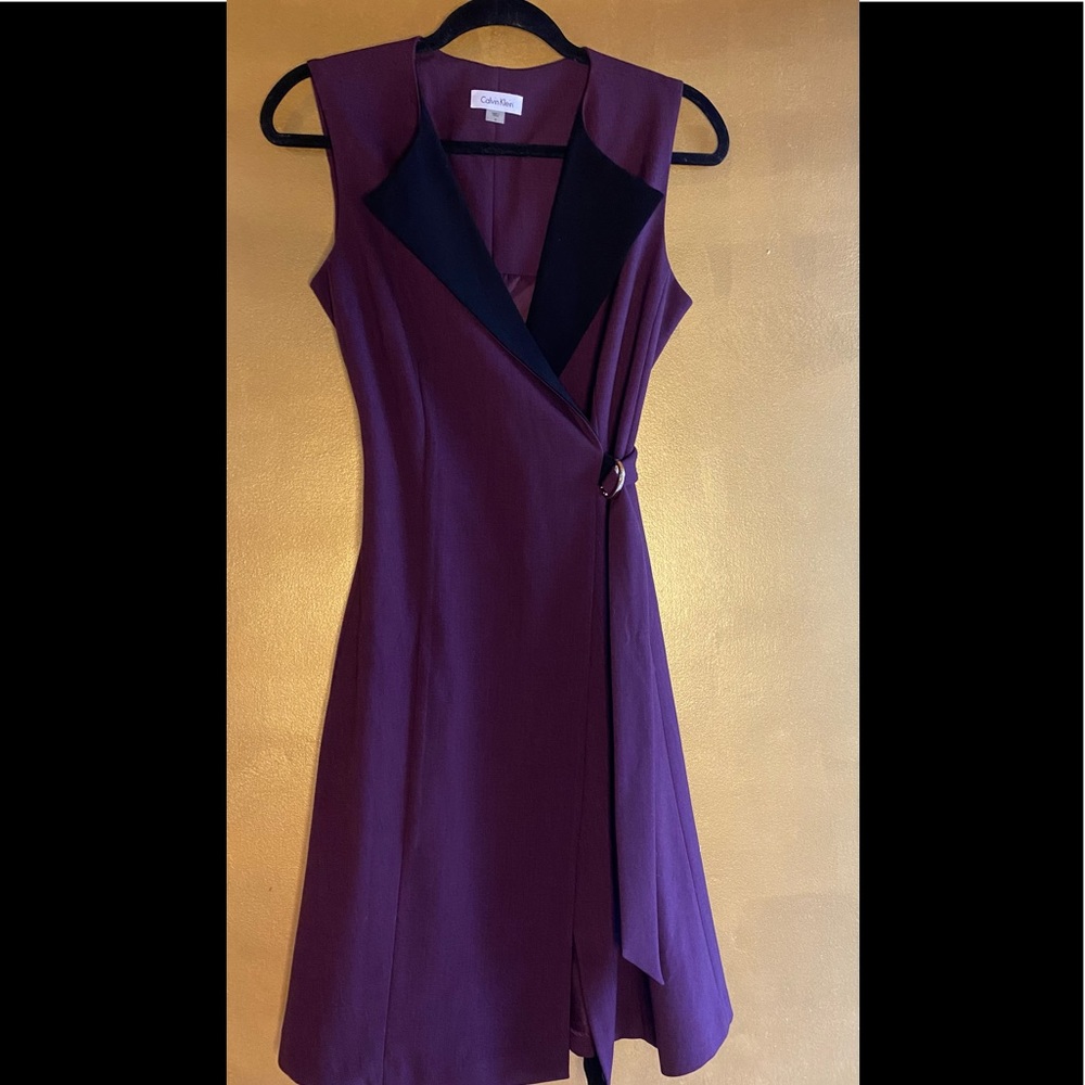Calvin Klein collar wrap dress with buckle